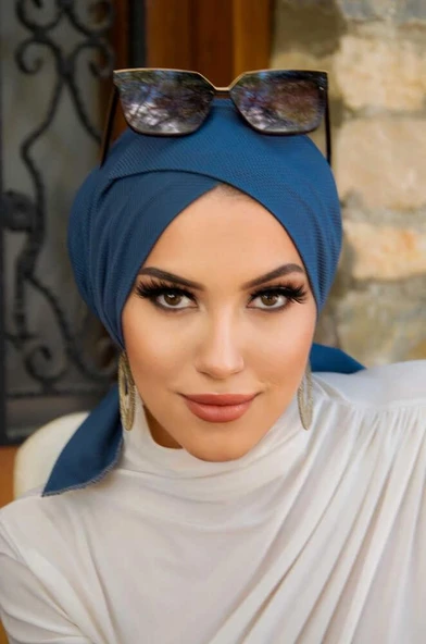 Koyu İndigo Çapraz Bone - Resim 2