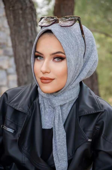 Gri Triko Kışlık Hazır Eşarp ürün görseli