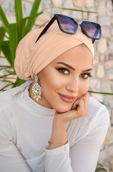 Kemik Krem Çapraz Bantlı Deniz - Havuz Bonesi ürün görseli