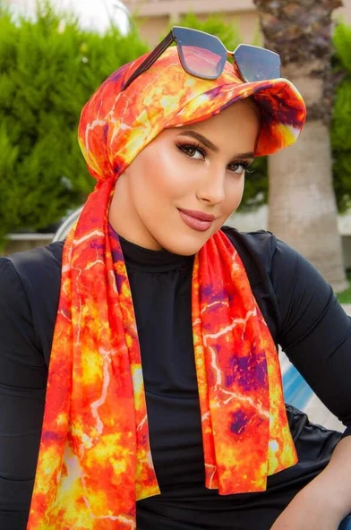 Turuncu Desen Siperli Bone Şal ürün görseli