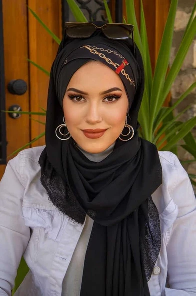 Siyah Drapeli Hazır Şal - 50501 - Resim 2