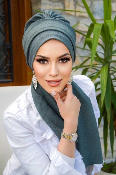 Nefti Yeşil Krınkıl Atkılı Bone ürün görseli