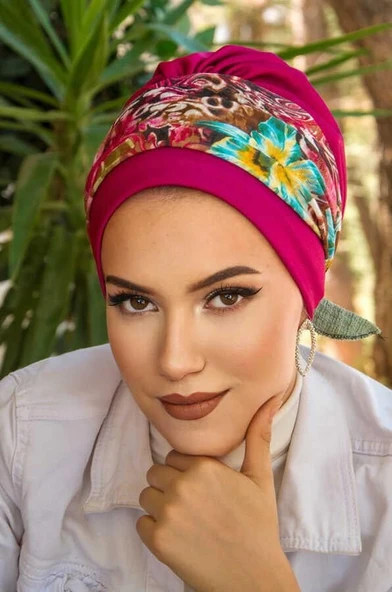 Vişne Çok Renkli Bantlı Hazır Bone ürün görseli