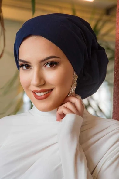 Lacivert Çağla Hazır Türban - 2