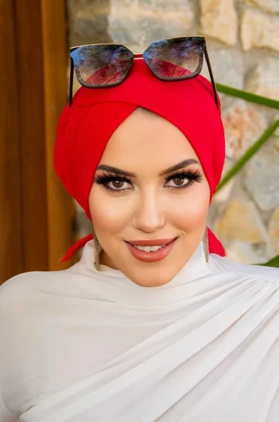 Kırmızı Çapraz Bantlı Bone - Resim 2