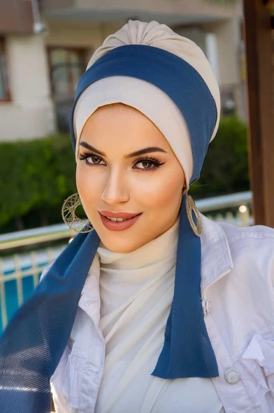 Kemik İndigo Fularlı Bone ürün görseli