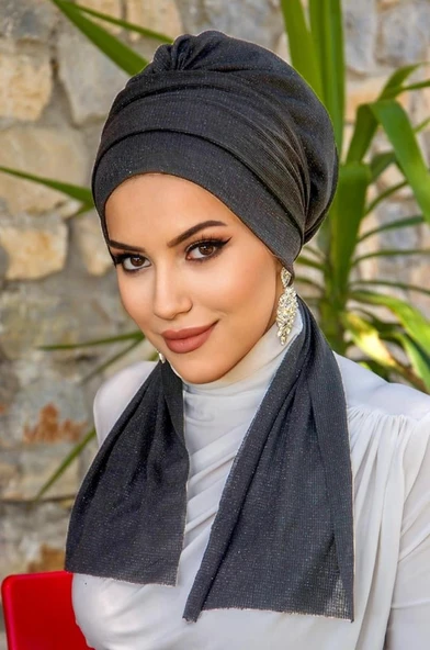 Antrasit Işıltılı Atkılı Bone - Resim 2