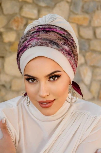 Kemik Mürdüm Batik Desen Bantlı Bone - Resim 3