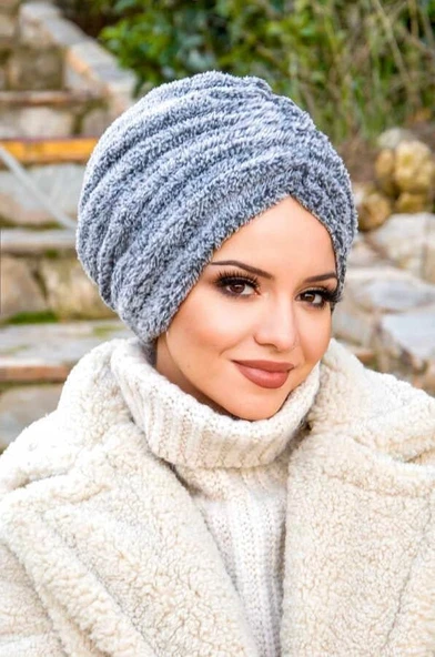 Gri Kürk Kışlık Burgu Bone - Resim 3