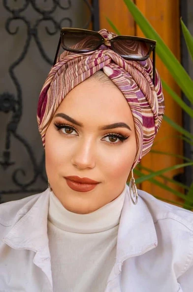 Bej Vişne Spiral Desen Burgu Bone - Resim 2