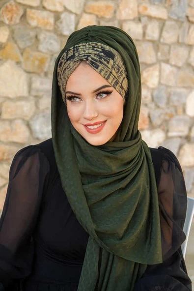 Haki Yazı Desen Hazır Şal - Resim 2