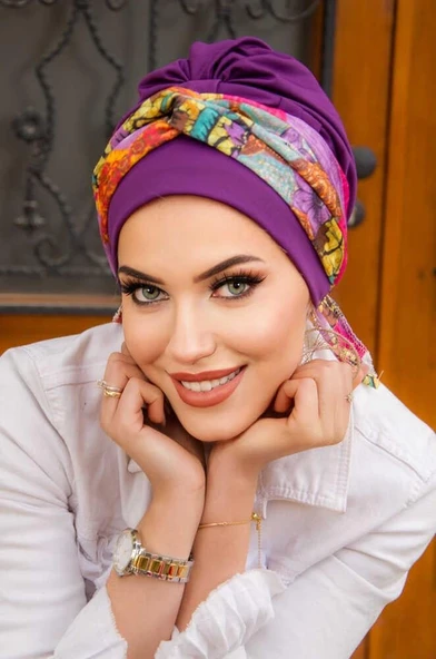 Taba Çizgi Desenli Bantlı Bone - Resim 2