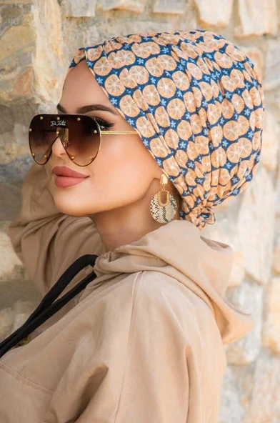 Lacivert Camel Desen Tokalı Bone ürün görseli