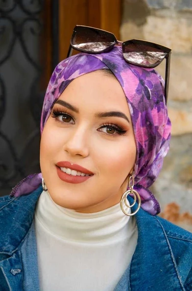 Gri Etnik Desenli Çapraz Bantlı Bone - Resim 3