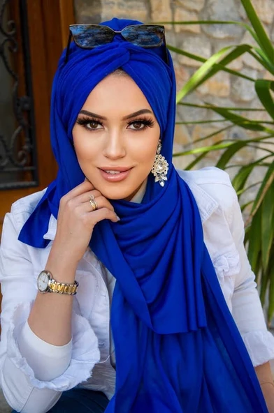 Saks Mavi Burgu Hazır Şal ürün görseli