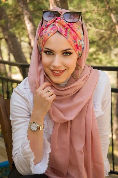 Pudra Benekli Burgu Hazır Şal - Resim 3