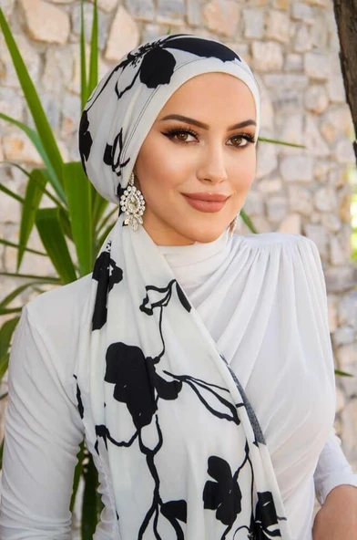 Siyah Beyaz Hazır  Dolama Bone ürün görseli