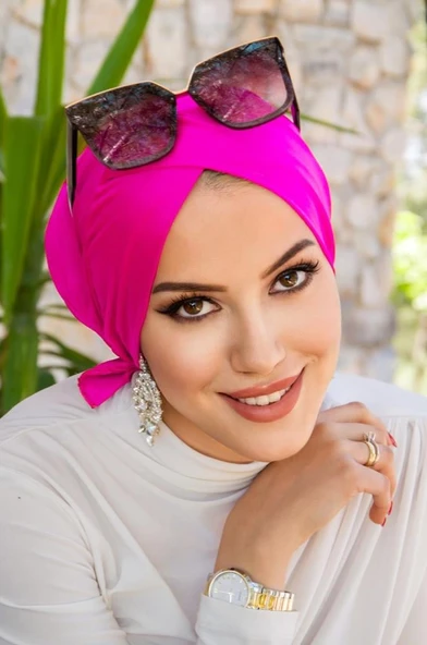 Neon Pembe Çapraz Bantlı Deniz - Havuz Bonesi - Resim 2