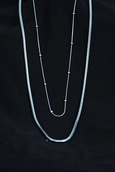 Paslanmaz Çelik Snake ve Dorika Model Kombin Kolye - 2