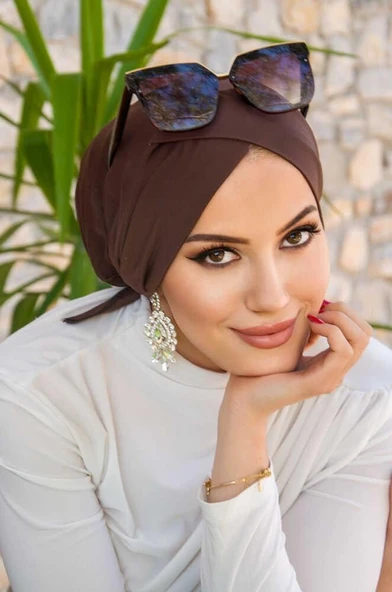 Kahve Çapraz Bantlı Bone - Resim 4