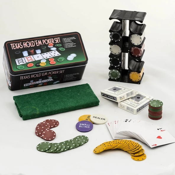 Poker Oyunu 200 Chip Ve 2 Adet İskambil Kağıt Setine Sahip Poker Oyunu Alk2540 - 1