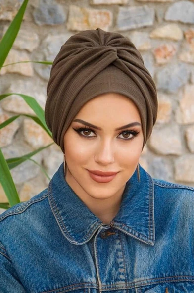 Açık Kahve Burgu Detaylı Bone - Resim 2