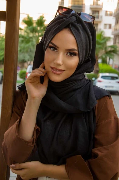 Siyah Kırçıllı Gri Burgu Hazır Şal - Resim 2