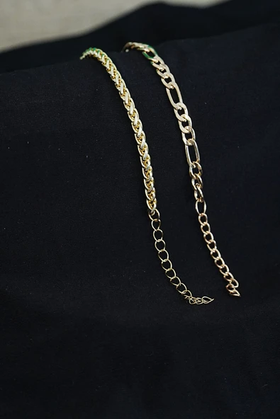 Kombin Bileklik Gold Renk Şavin ve Burgu Model - 3