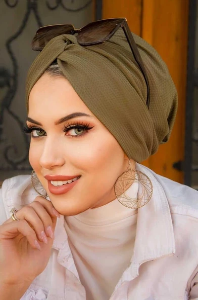 Haki Hazır Burgu Düğüm Bone - Resim 3