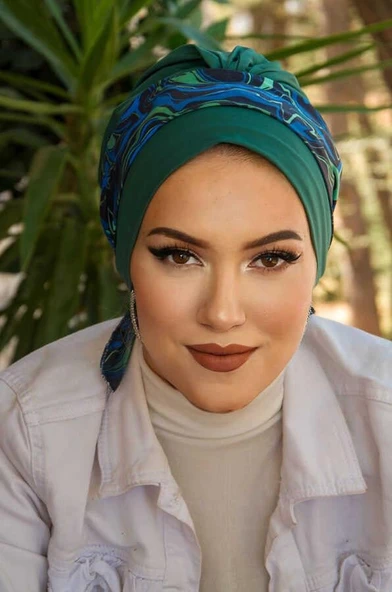 Zümrüt Dalga Desen Bantlı Hazır Bone ürün görseli