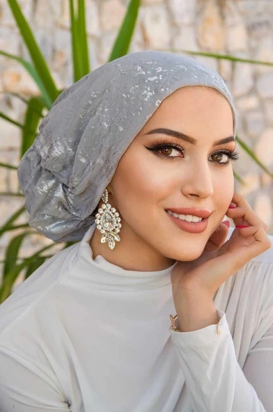 Gümüş Varaklı Çağla Hazır Türban ürün görseli