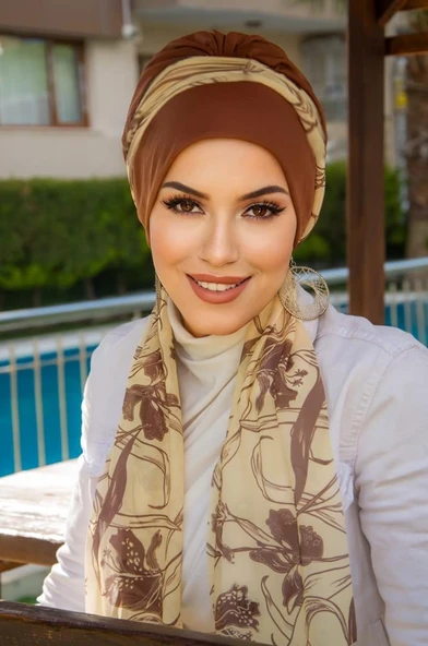 Karamel Kahve Fularlı Bone ürün görseli