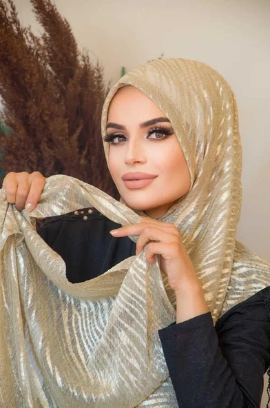 Dore Tül Desenli Double Şal - Resim 3