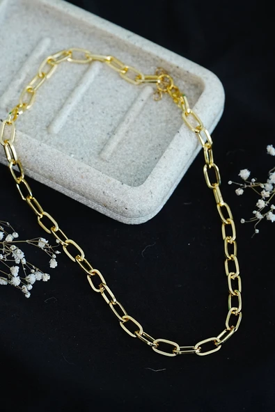 Gerdanlık Kolye Dikdörtgen Model Altın Rengi - 2