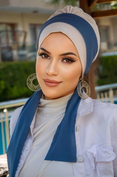 Kemik İndigo Fularlı Bone - Resim 2