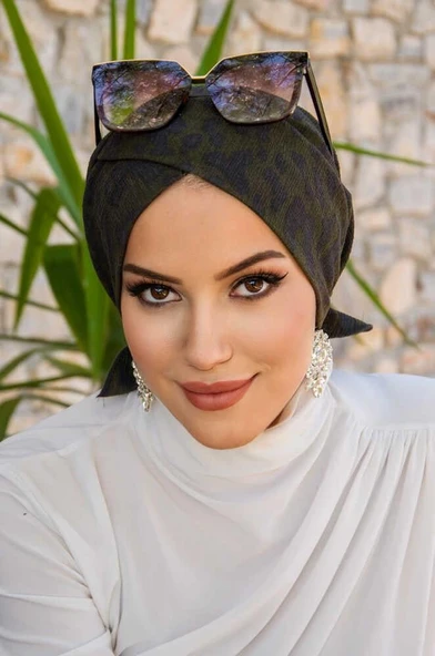 Haki Leopar Çapraz Bone - Resim 2