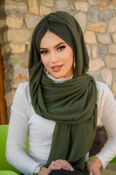 Haki Burgu Burgu Hazır Şal ürün görseli