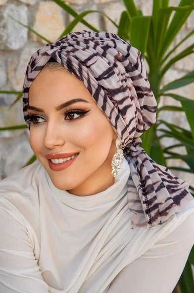 Zebra Desen Tül Tokalı Bone - Resim 2