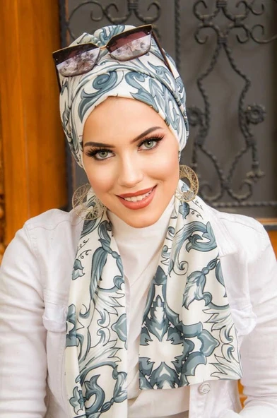 Füme Etnik Desenli Atkılı Bone - Resim 2