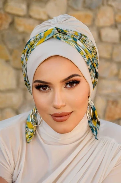 Zümrüt Hardal Burgu Bantlı Bone ürün görseli