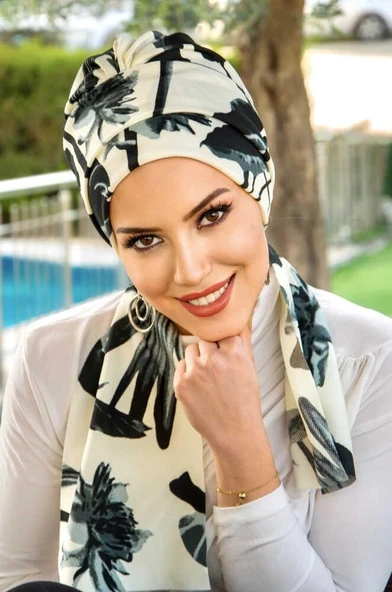 Füme Yaprak Desenli Atkılı Bone - 3