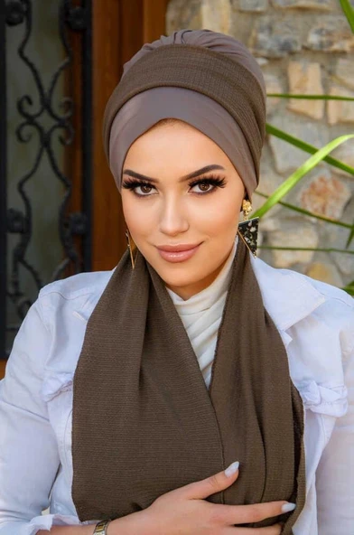 Vizon Kahve Fularlı Bone ürün görseli