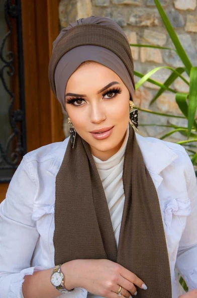 Vizon Kahve Fularlı Bone - Resim 2