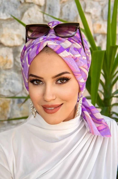 Leylak Geometrik Desen Tokalı Bone ürün görseli