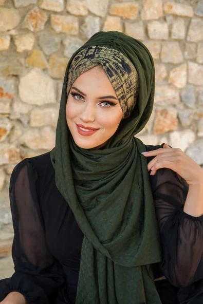 Haki Yazı Desen Hazır Şal ürün görseli