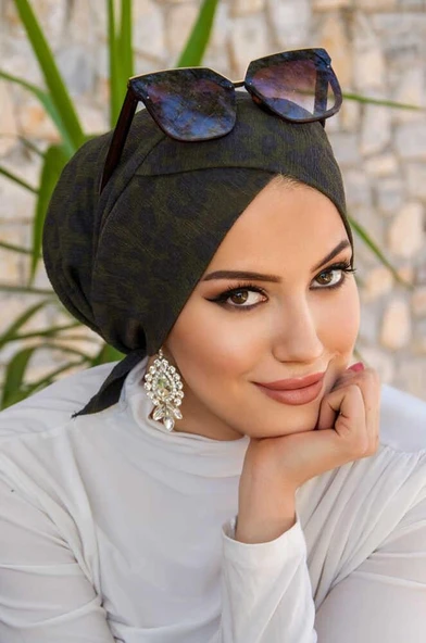 Haki Leopar Çapraz Bone ürün görseli