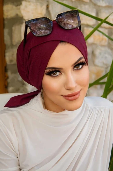 Koyu Bordo Hazır Çapraz Bone ürün görseli