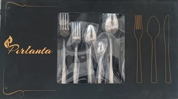 Pırlanta 30 Parça 6 Kişilik Çatal Kaşık Takımı 30 Parça Kutulu Hediyelik Çeyizlik Takım ürün görseli 1