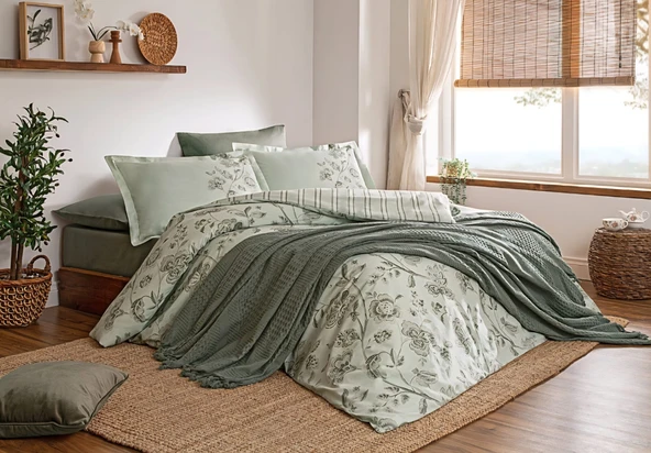 Özdilek Pikeli Nevresim Takımı Çift Kişilik Fresque Yeşil