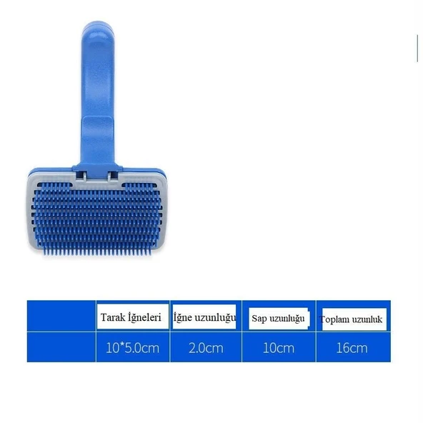 Düğmeli Kendini Temizleyen Fırça - Evcil Hayvan Tüy Tarağı - Resim 3